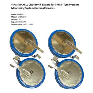 4 PCS MAXELL CR2450HR Battery for TPMS Internal Sensors